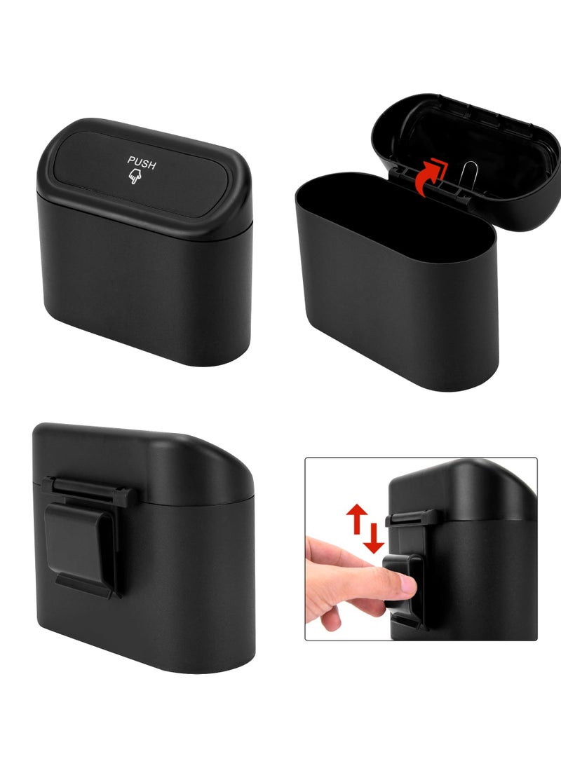KASTWAVE Mini Car Trash Can with Lid, 2pc Small Car Trash Bin, Car for Interior, Leakproof Car Garbage Can, Dustbin Can Organizer Storage for Car, Home, Office with 2 Hooks and 30pcs Trash Bags Black BK-2  - Image 4