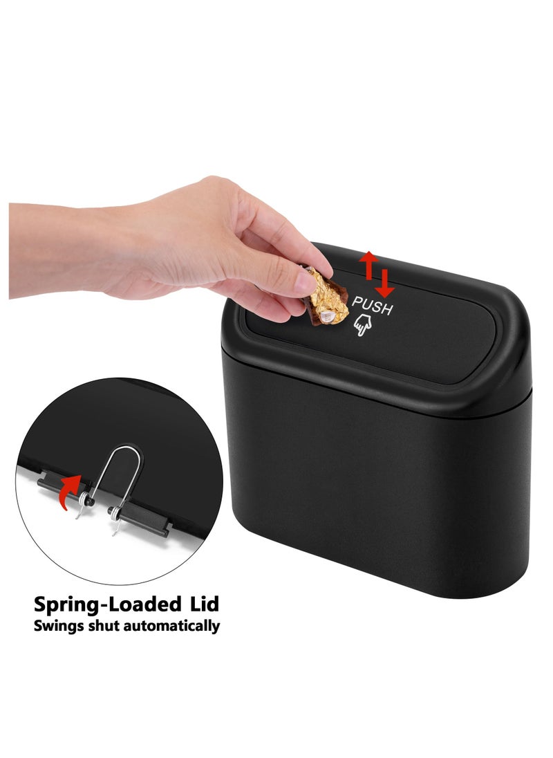 KASTWAVE Mini Car Trash Can with Lid, 2pc Small Car Trash Bin, Car for Interior, Leakproof Car Garbage Can, Dustbin Can Organizer Storage for Car, Home, Office with 2 Hooks and 30pcs Trash Bags Black BK-2  - Image 3