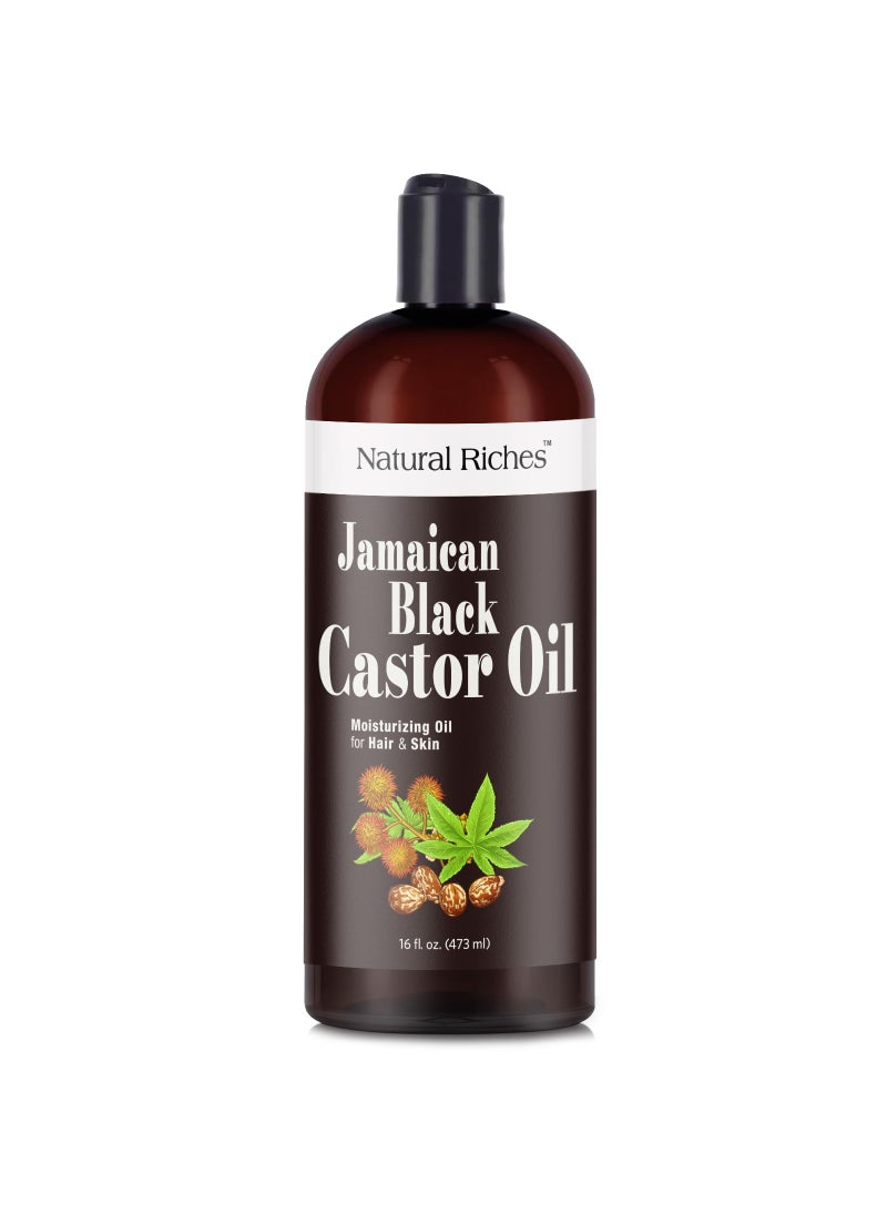 Natural Riches Natural Riches Jamaican Black Castor Oil Pure Organic Cold Pressed for Hair Growth Skin Care for Dry Skin Conditioning Eyebrows Eyelashes Scalp and Nail Moisturizes & Repairs 16fl.oz. 