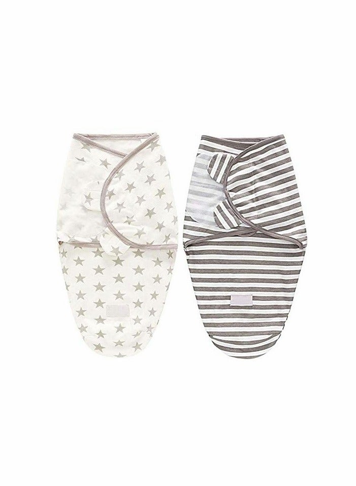 Adjustable Baby Swaddle Blanket 100% Cotton Sleepsack for Newborns 0-6 Months, Soft Receiving Wrap for Boys & Girls, 2 Pack - Image 1