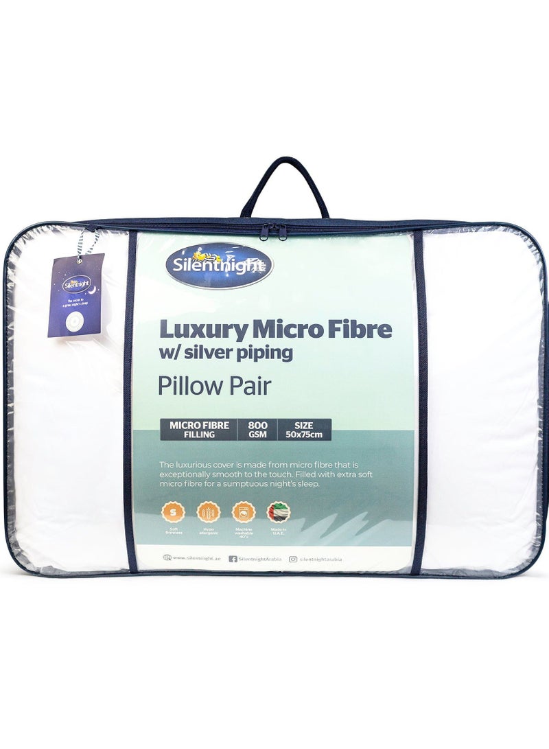 Silentnight وسادة ميكروفايبر فاخرة مع حواف فضية - Image 1