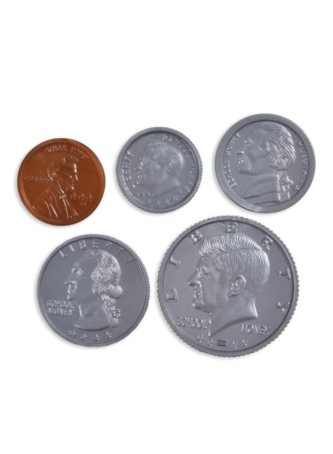 Play Coin Set - 94 Plastic Coins - Pretend Money Designed Like Real Currency - Count Change With Toy Money - Image 1