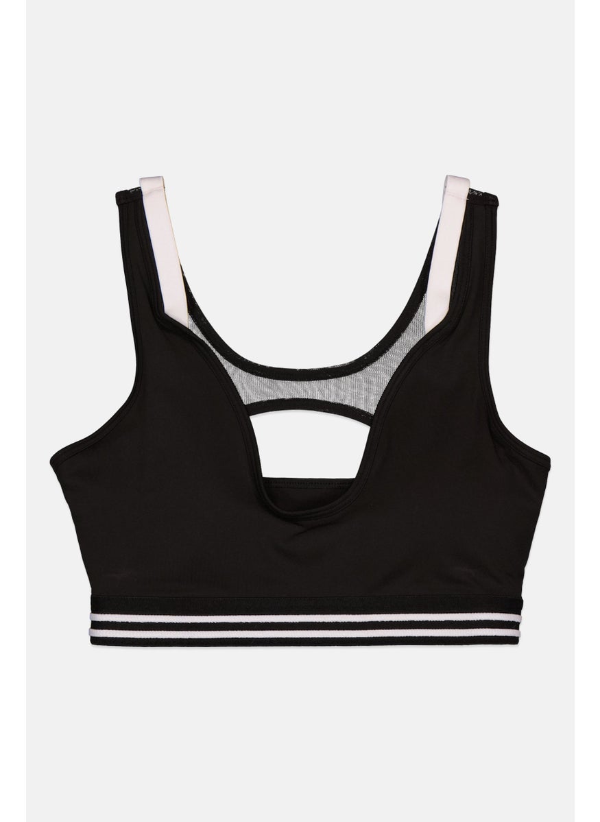 LACOSTE Women Stripe Lightly Padded Bralette, Black  - Image 1