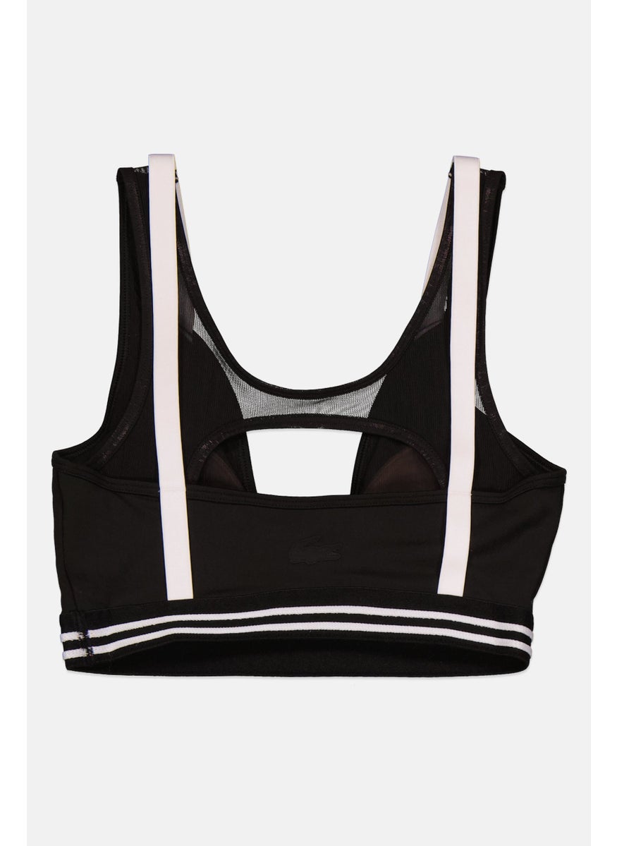 LACOSTE Women Stripe Lightly Padded Bralette, Black  - Image 2