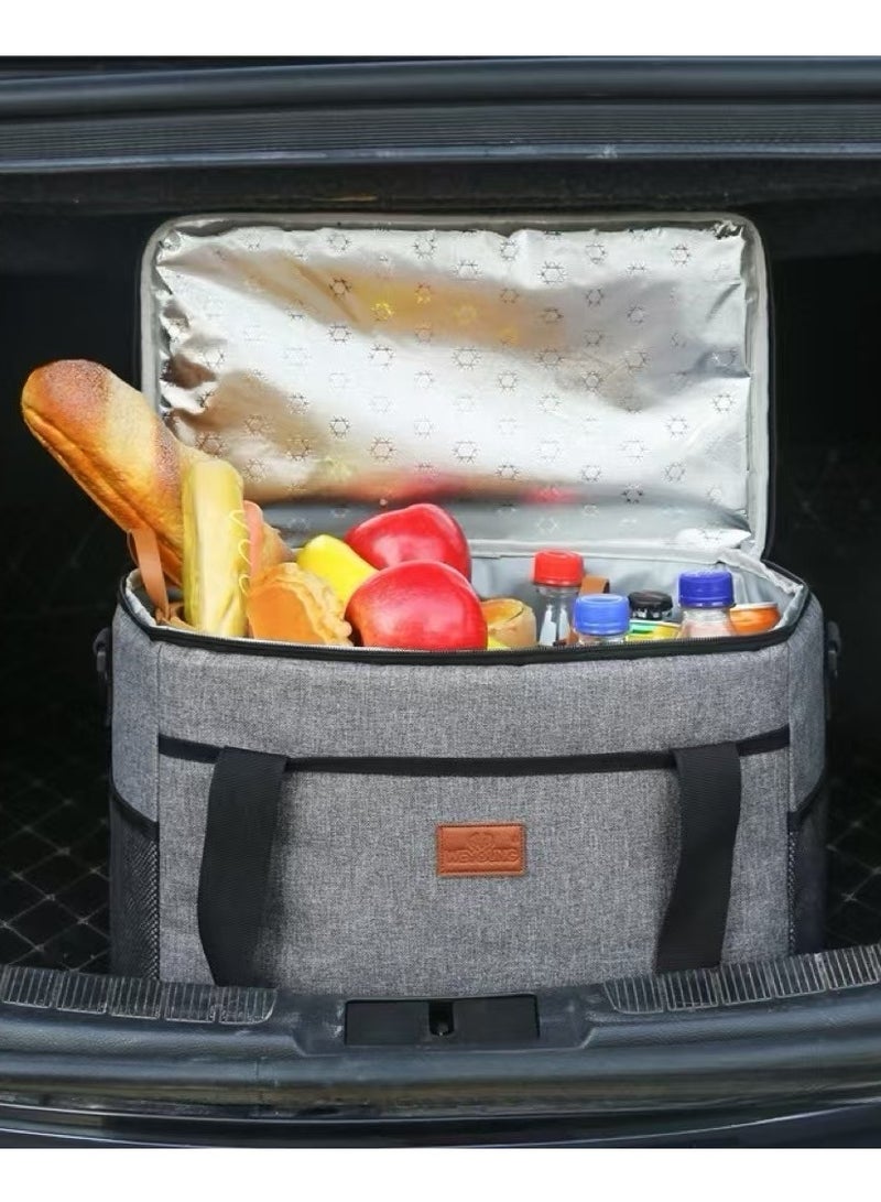 Insulated Meal Bag Insulated Lunch Bag Portable Outdoor Insulated Bag Oxford Cloth Thickened Waterproof(30*19*29CM,15L) - Image 2