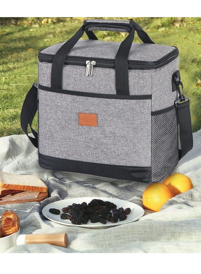 Insulated Meal Bag Insulated Lunch Bag Portable Outdoor Insulated Bag Oxford Cloth Thickened Waterproof(30*19*29CM,15L) - Image 4