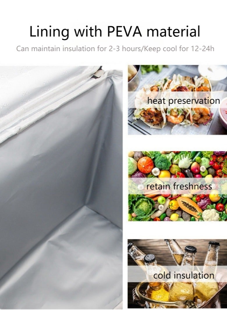Insulated Meal Bag Insulated Lunch Bag Portable Outdoor Insulated Bag Oxford Cloth Thickened Waterproof(30*19*29CM,15L) - Image 5