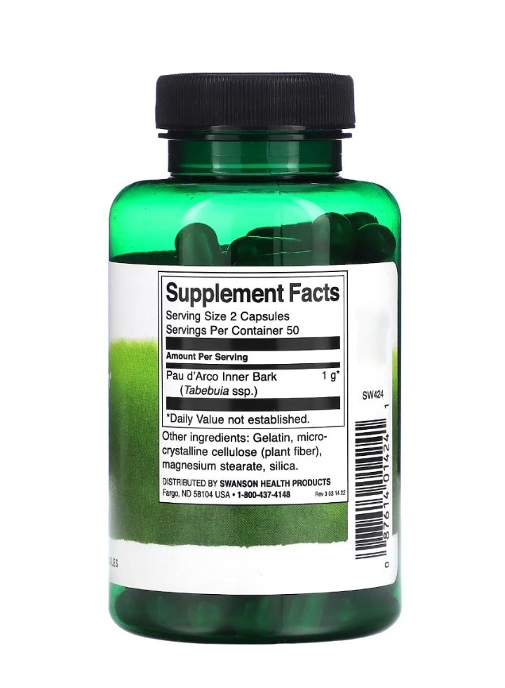 سوانسون كامل الطيف باو داركو 500 ملغ، 100 كبسولة - Image 2