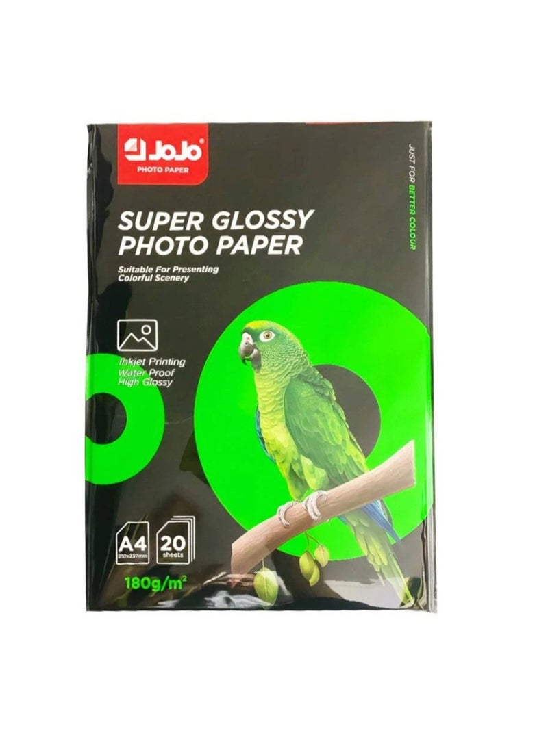 JOJO A4 Inkjet Photo Paper 180 GSM 20 Sheets  - Image 1
