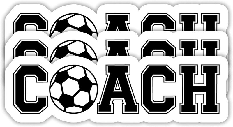 EMMACELA (3PCS) Coach Soccer Sticker, Soccer Stickers - Waterproof Vinyl Decals for Laptops, Tumblers, Scrapbooks, Books, Water Bottles Size 3 x 0.9 Inch - Image 1