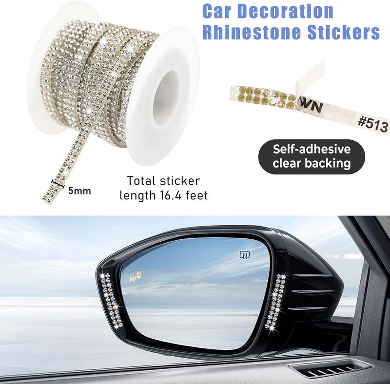 Excefore Bling Car Trim Self-Adhesive Stickers, Car Interior Exterior Decorative Car Accessories, For Women And Girls, Universal Diy Bling Car Interior, Glitter Car Accessories, Rhinestone Car Door Stickers - Image 2
