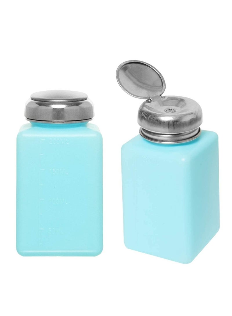 SOLARAE Push Down Empty Bottle, Dispenser for Nail Polish Remover, Liquid Pump Dispenser with Lock Pump, 200ml Plastic Refillable Bottles for Makeup Remover - Image 1