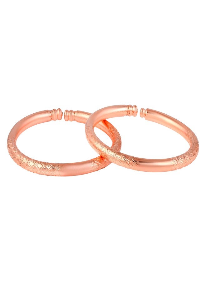 DULCI Copper Rose Gold Open Ended Free Size Baby Boy Baby Girl Kada Bracelet Bangles Nazariya-Set Of 2 (0-2yrs) - Image 2