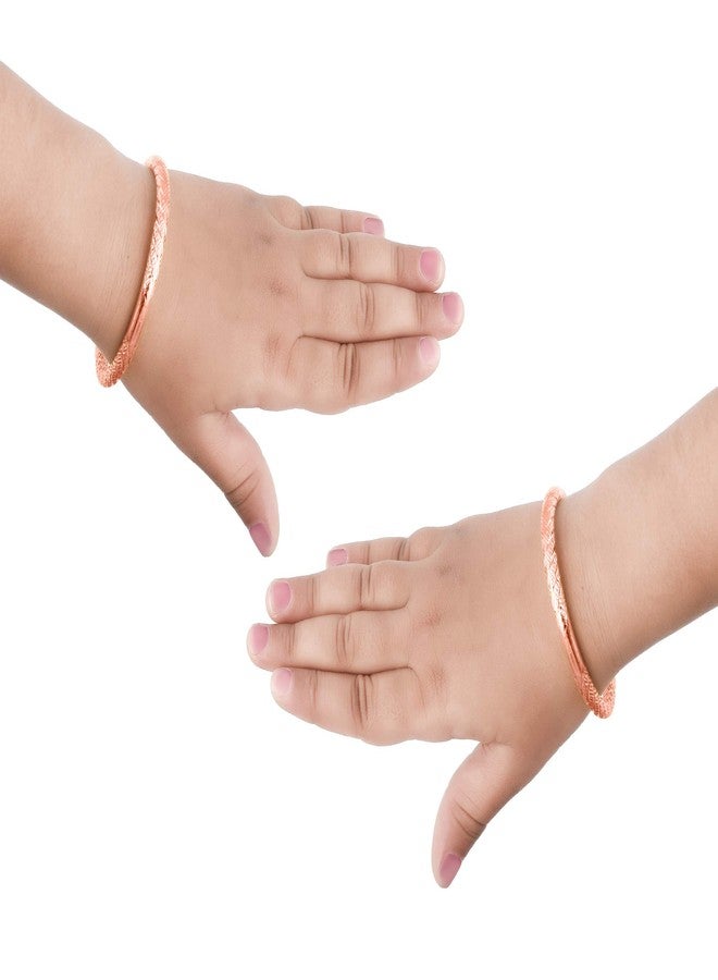 DULCI Copper Rose Gold Open Ended Free Size Baby Boy Baby Girl Kada Bracelet Bangles Nazariya-Set Of 2 (0-2yrs) - Image 3