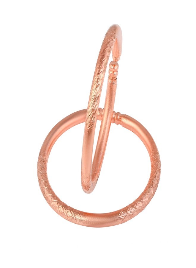 DULCI Copper Rose Gold Open Ended Free Size Baby Boy Baby Girl Kada Bracelet Bangles Nazariya-Set Of 2 (0-2yrs) - Image 1