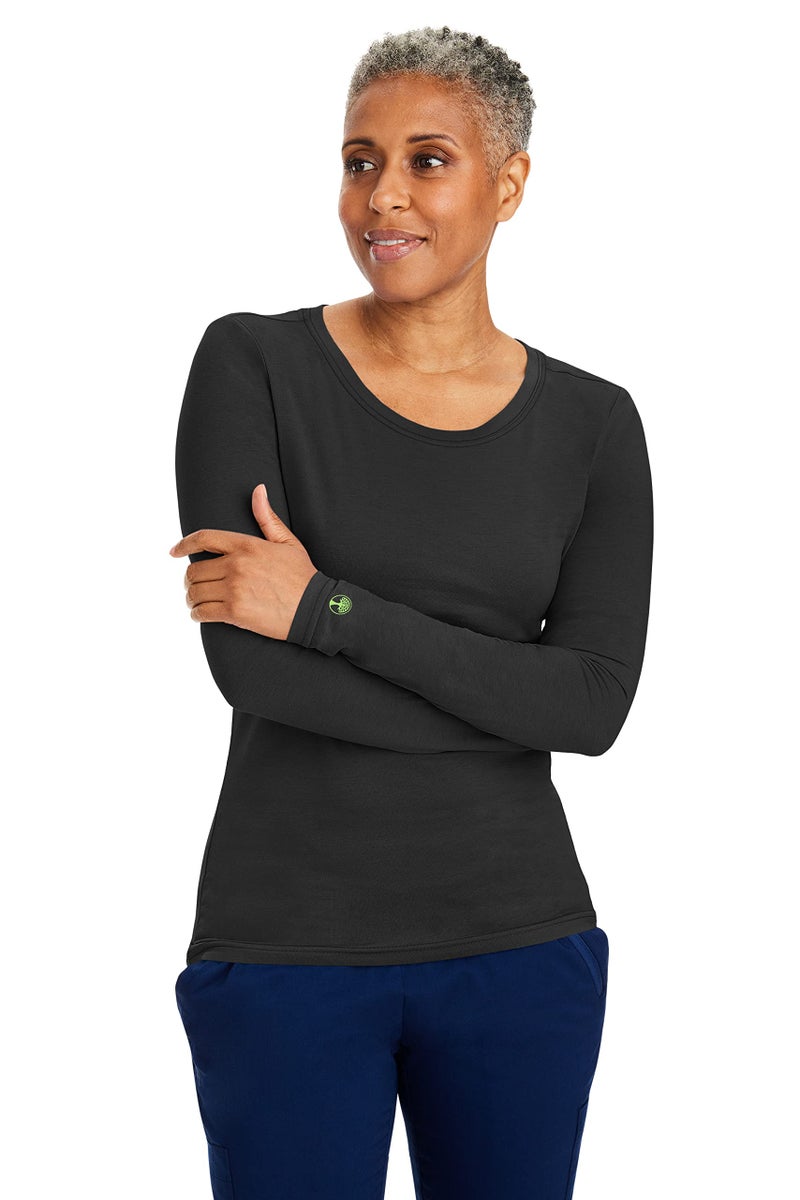 Healing Hands Women's Underscrub Soft Knit Melissa Longsleeve Scrub Tee with Breathable & Easy Care Fabric 5047, L, Black - Image 1