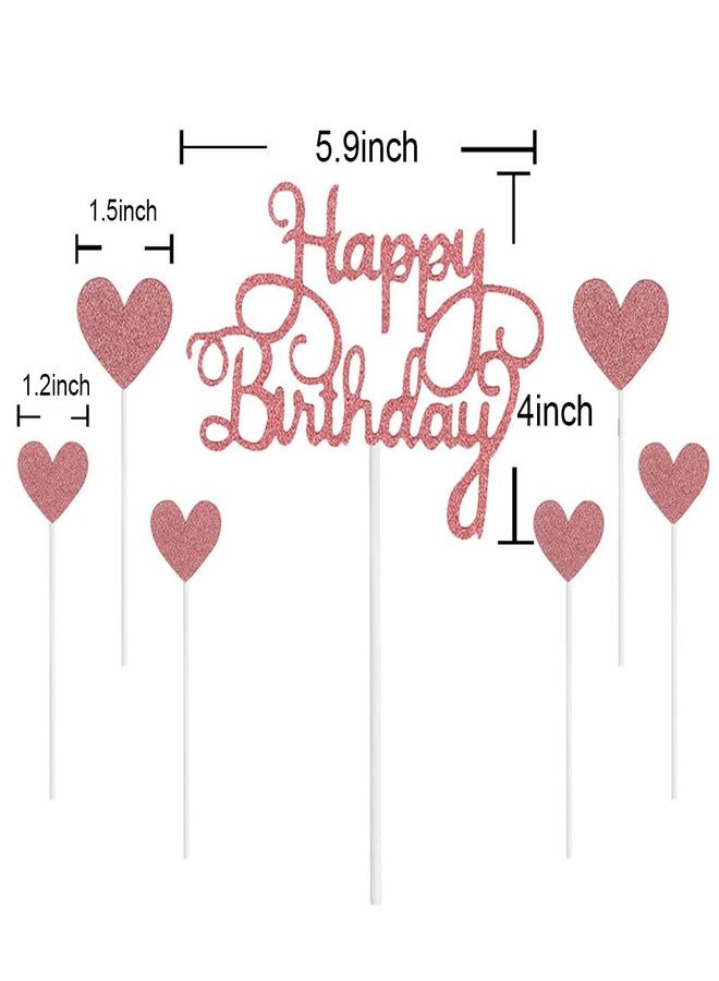 Ulfanit Happy Birthday Mom Cake Toppers - 8pcs Glittered Rose Gold Happy Birthday Cake Topper and Pink Pearl MOM Cake Topper for Mother Bday Cake Decorations - Image 3