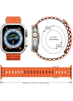 Color Fans Apple Watch Ocean Band 41mm 40mm 38mm for Men Women, Soft Silicone Sport Band Replacement Strap for Apple Watch Ultra iWatch Series 8 7 SE 6 5 4 3 2 1 Orange-Black  - Image 3