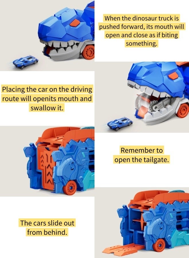 Vixplorn Dinosaur Race Tracks 7 in 1 Dinosaur Toy for Kids Ages 3-7, Dinosaur Transport Truck with 4 Metal Vehicles, City Dinosaur Ultimate Transport Track Toy, Transformable into a Standing Stampede Dinosaur Toy for Toddlers, Gift for Kids Ages 3+ for Eid, Birthday, Easter and Other Celebrations - Image 4
