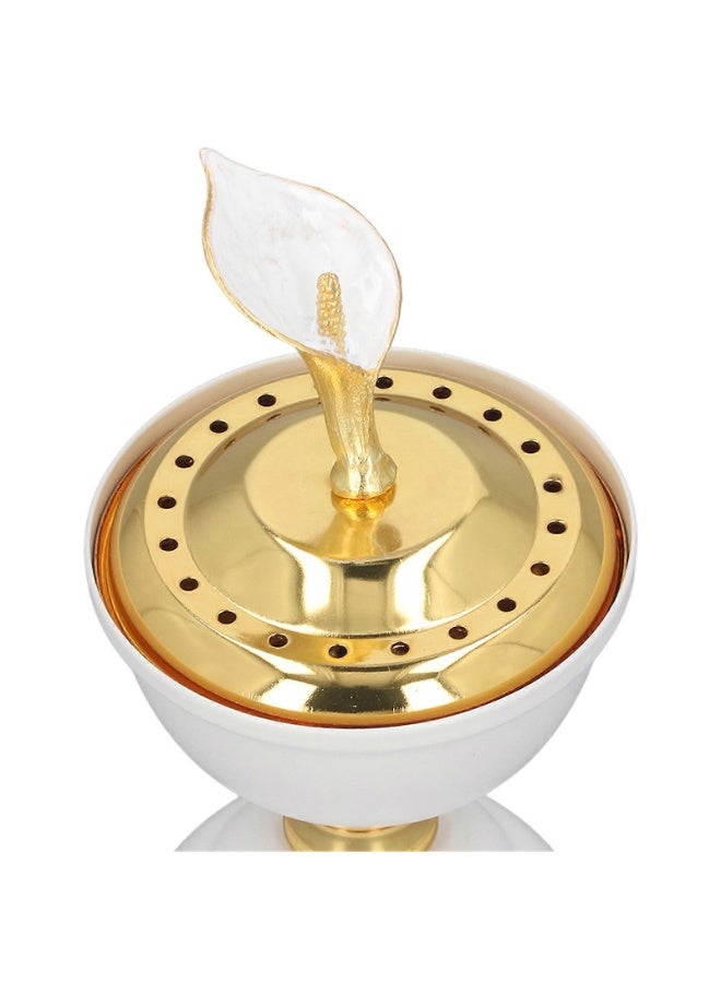 مبخرة بتصميم ذهبي وأبيض – ديكور فاخر ومعطر للمنزل والمكتب-978-80  - Image 3