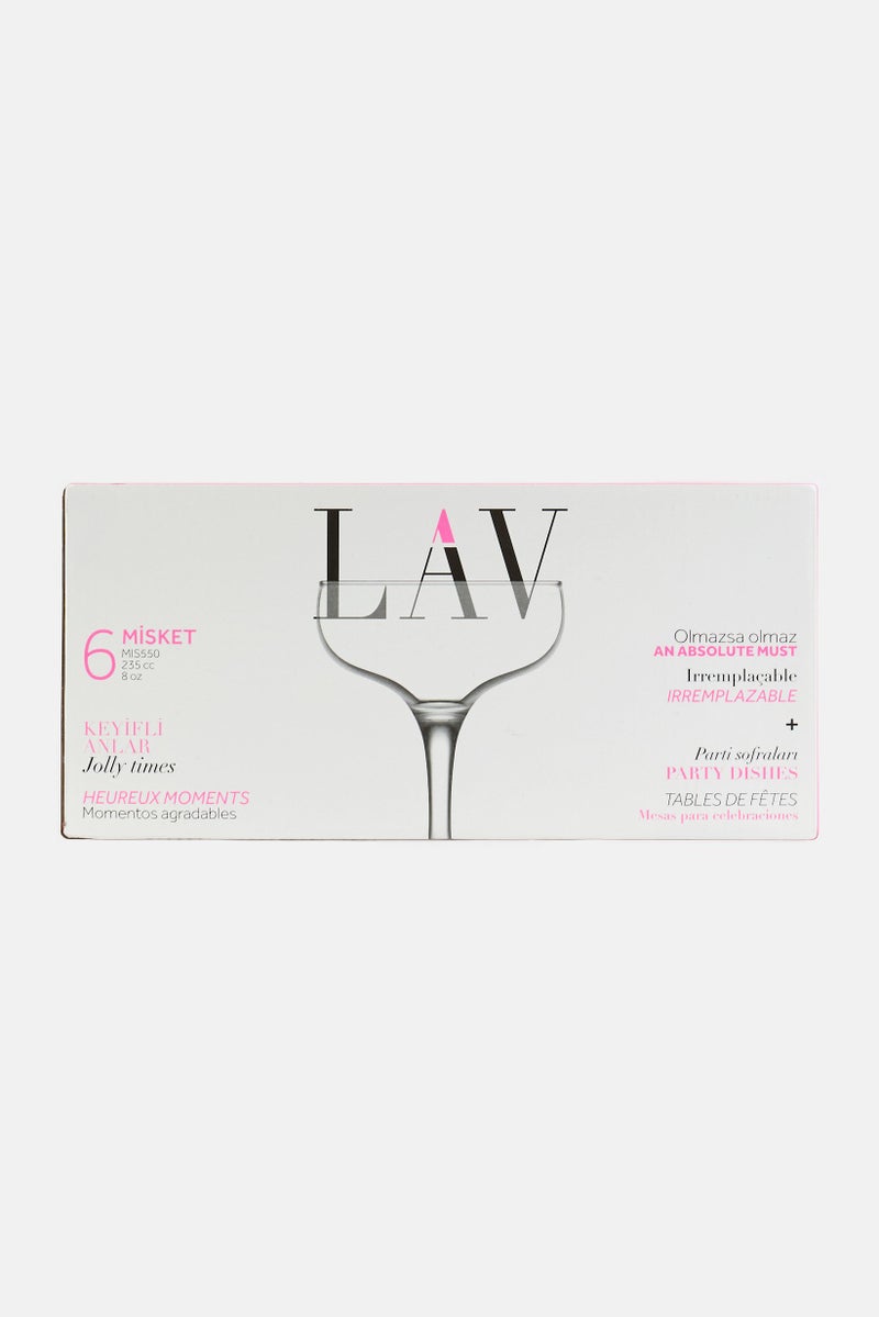 LAV 6 Pieces Misket Saucers Glass 235ml, Tranparent - Image 3