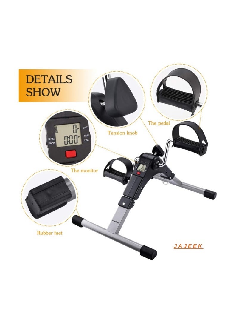 JAJEEK Mini Folding Stationary Bike with LCD Monitor and Adjustable Resistance, Leg & Arm Exercise Machine for Home Use, Compact, Non-Slip Pedals, Space-Saving Fitness Equipment - Image 2