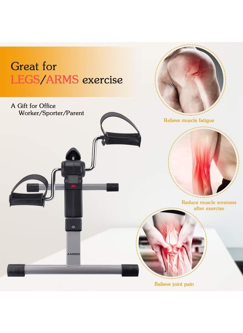 JAJEEK Mini Folding Stationary Bike with LCD Monitor and Adjustable Resistance, Leg & Arm Exercise Machine for Home Use, Compact, Non-Slip Pedals, Space-Saving Fitness Equipment - Image 3