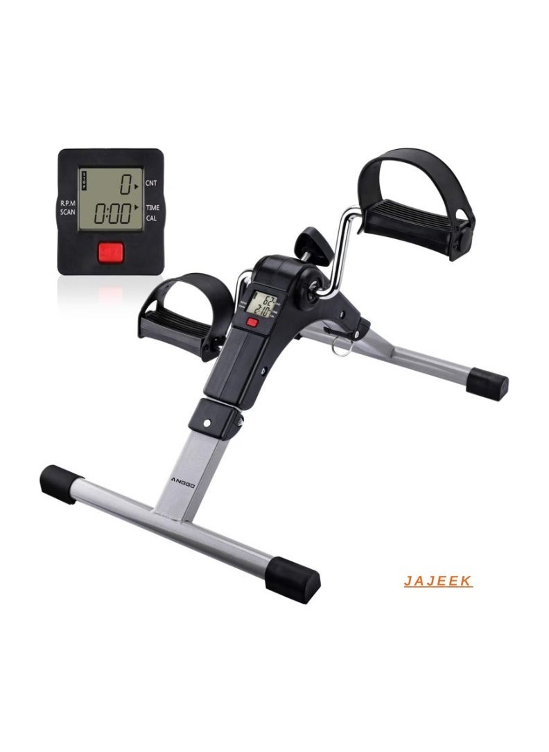 JAJEEK Mini Folding Stationary Bike with LCD Monitor and Adjustable Resistance, Leg & Arm Exercise Machine for Home Use, Compact, Non-Slip Pedals, Space-Saving Fitness Equipment - Image 1