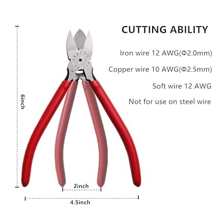 Wire Cutters 6 inch Precision Flush Side Cutters with Longer Cutting Edge Ultra Sharp Powerful Heavy Duty Pliers Ideal for Cables Wires Zip Ties Electrical Any Clean Cut Needs  - Image 2