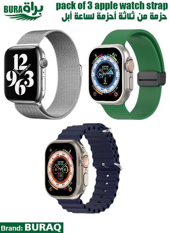 BURAQ Apple Watch Band Strap For Apple Watch Ultra 2/Ultra 49mm, Series 10 46mm, 9/8/7 45mm, SE2/SE/6/5/4 44mm, 3/2/1 42mm