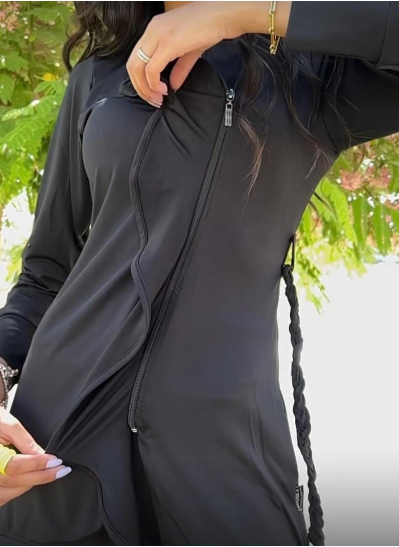 فيمني وورلد ملابس سباحة بوركيني كلاسيكية سوداء أنثوية  - Image 1