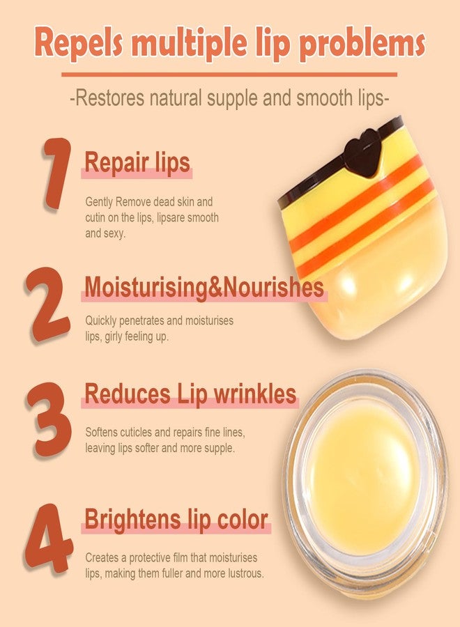IFVGFB 5PCS Natural Honey Lip Balm Set - Moisturizing Beeswax Formula for Dry, Chapped Lips - Non-Greasy, Day & Night Use, Bee Balm Lip Balm Honey Pot - Image 2