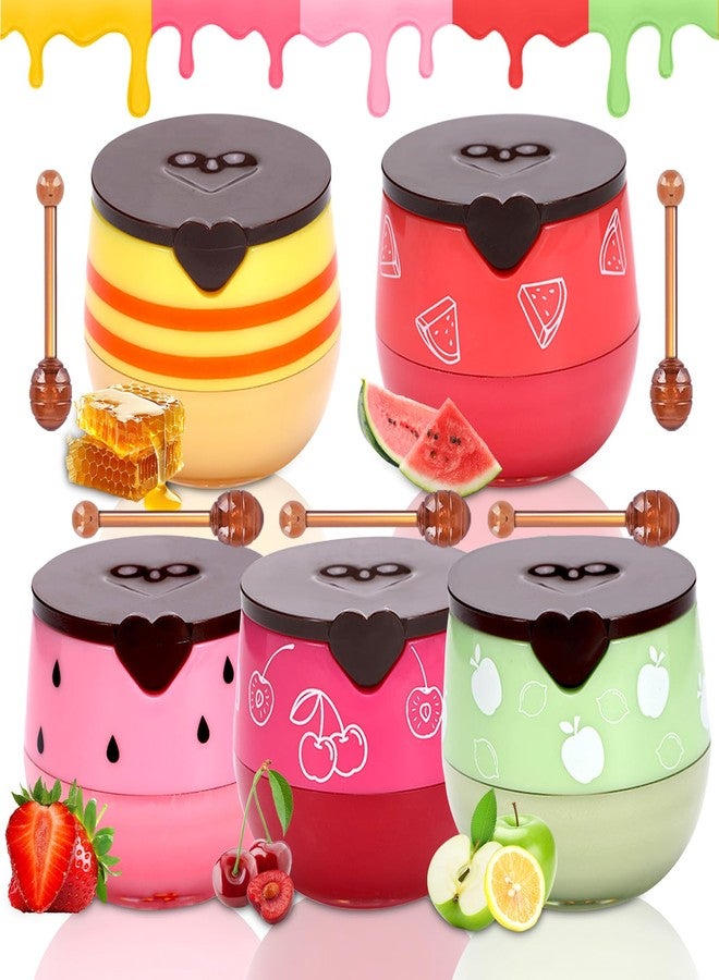 IFVGFB 5PCS Natural Honey Lip Balm Set - Moisturizing Beeswax Formula for Dry, Chapped Lips - Non-Greasy, Day & Night Use, Bee Balm Lip Balm Honey Pot - Image 1