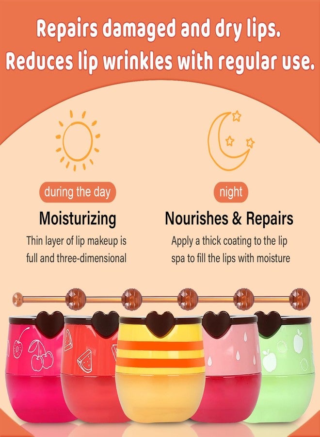IFVGFB 5PCS Natural Honey Lip Balm Set - Moisturizing Beeswax Formula for Dry, Chapped Lips - Non-Greasy, Day & Night Use, Bee Balm Lip Balm Honey Pot - Image 3