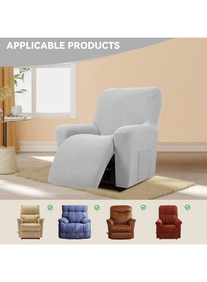 Cupuamon Recliner Chair Covers,Lazy Boy Recliner Covers Stretch Reclining Covers 1 Piece Furniture Protector with Elastic Bottom for Dog,Kids-Silver - Image 5
