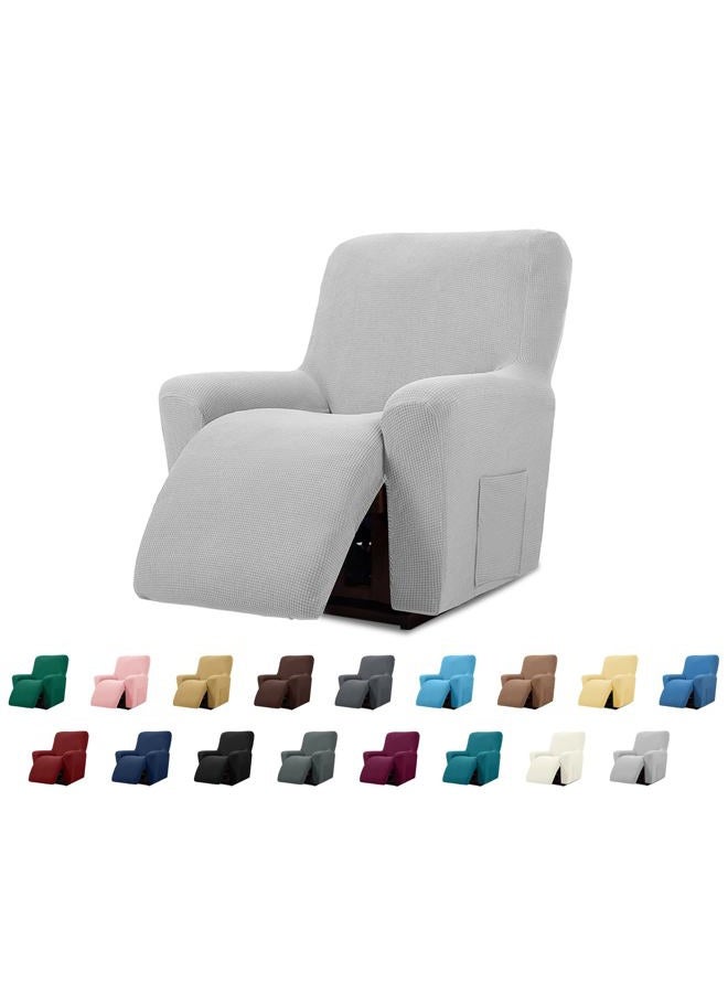 Cupuamon Recliner Chair Covers,Lazy Boy Recliner Covers Stretch Reclining Covers 1 Piece Furniture Protector with Elastic Bottom for Dog,Kids-Silver - Image 1