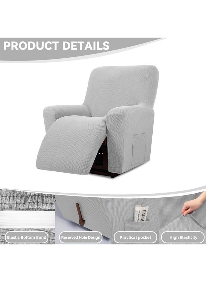 Cupuamon Recliner Chair Covers,Lazy Boy Recliner Covers Stretch Reclining Covers 1 Piece Furniture Protector with Elastic Bottom for Dog,Kids-Silver - Image 4