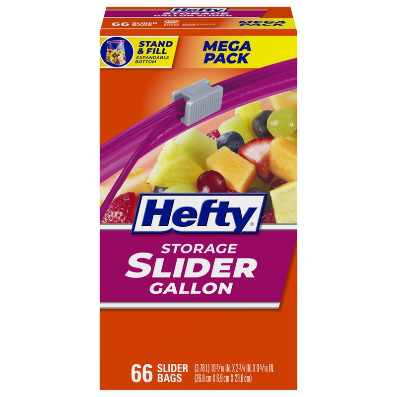 Hefty Slider Kitchen Storage Bags Gallon Size 66 Count
