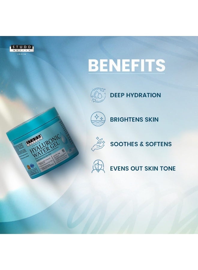 Studd Muffyn | Hyaluronic Water Gel Face Moisturizer | Oil Free Hydrating Gel with Hyaluronic Acid, Kiwi & Papaya | Lightweight Non Sticky Face Gel for All Skin Types For Men & Women | 100ml - Image 3