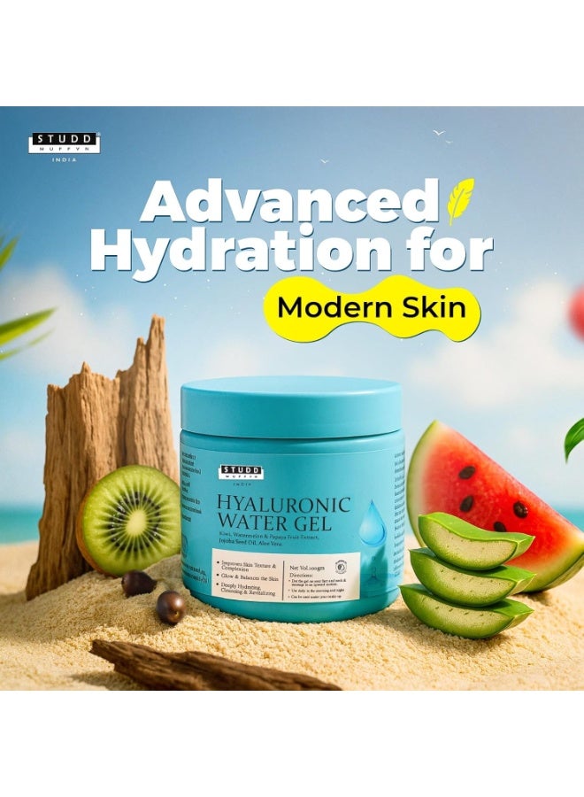 Studd Muffyn | Hyaluronic Water Gel Face Moisturizer | Oil Free Hydrating Gel with Hyaluronic Acid, Kiwi & Papaya | Lightweight Non Sticky Face Gel for All Skin Types For Men & Women | 100ml - Image 2