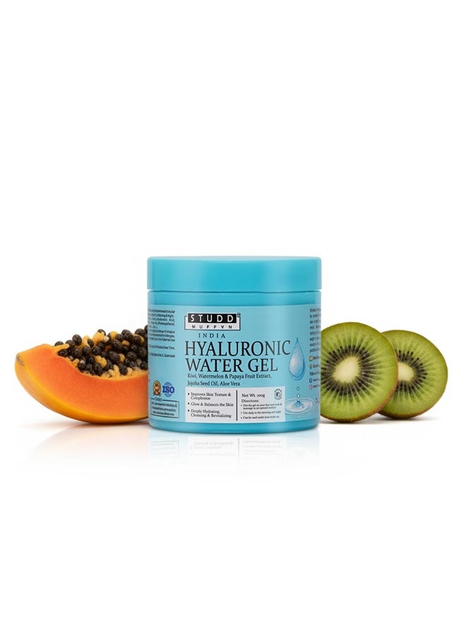 Studd Muffyn | Hyaluronic Water Gel Face Moisturizer | Oil Free Hydrating Gel with Hyaluronic Acid, Kiwi & Papaya | Lightweight Non Sticky Face Gel for All Skin Types For Men & Women | 100ml - Image 1