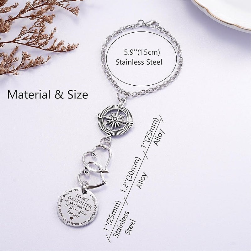 Ralukiia To My Daughter Compass Car Charm, I Hope You Believe In Yourself As Much As I Believe In You Car Charm, Rear View Mirror Car Charm for Daughter Birthday Graduation Christmas - Image 4