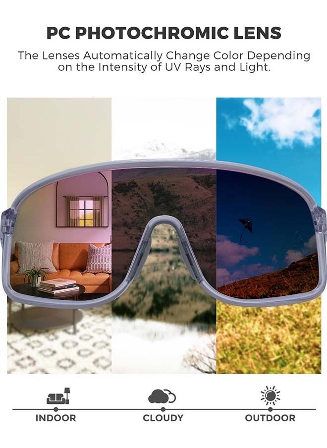 Rockbros ROCKBROS Photochromic Sunglasses for Men Women Cycling Glasses UV Protection Sports Sunglasses  - Image 3