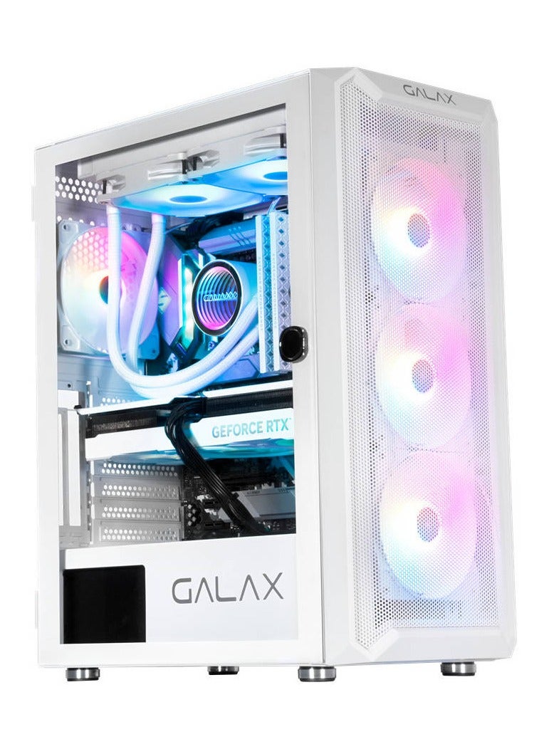 GALAX RYZEN 5 7600X GAMING & WORKSTATION LIQUID ARCTIC WHITE DESKTOP PC: RYZEN 5 7600X 5.3 GHz Processor | RTX 5060 GRAPHICS | 32GB DDR5 RAM | 1TB SSD NVME | Windows ARGB - Image 1