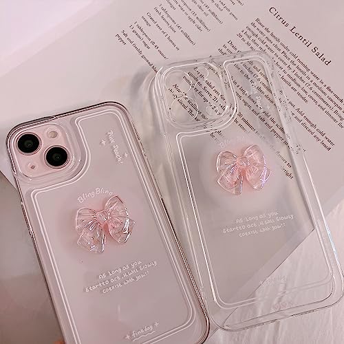 Ownest Compatible for iPhone 13 Cute 3D Pink Bowknot Slim Clear Aesthetic Design Women Teen Girls Camera Lens Protection Phone Cases Cover - Image 3