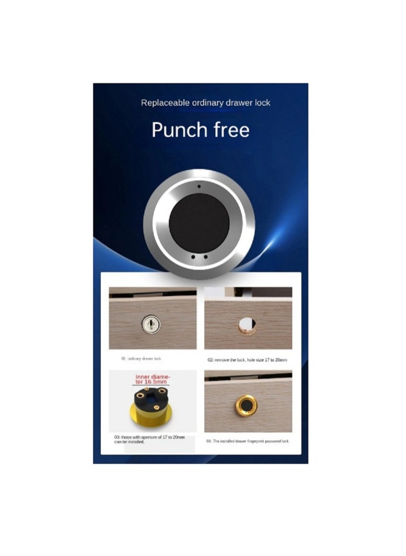 Gold Smart Drawer Electronic Lock Cabinet Fingerprint Lock  - Image 3