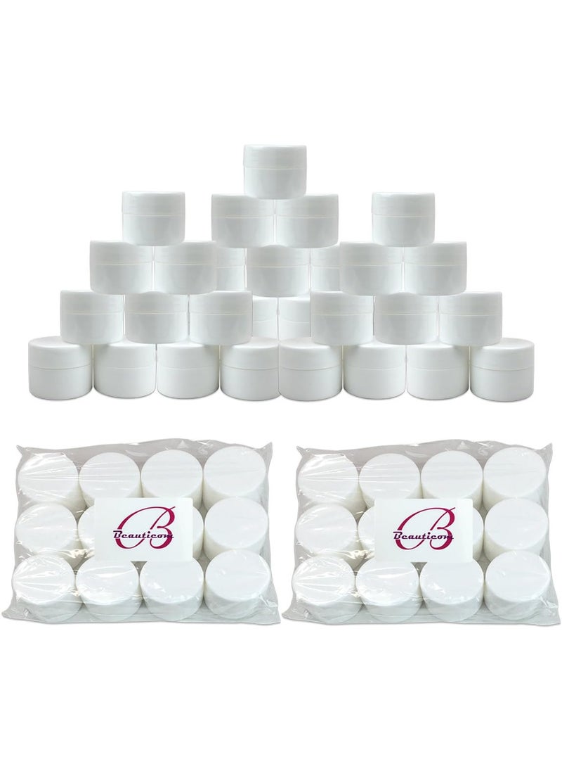 Beauticom Beauticom 36 Pieces 7G/7ML (0.25oz) WHITE Sturdy Thick Double Wall Plastic Container Jar with Foam Lined Lid for Herbs, Spices, Loose Leaf Teas, Coffee and Other Foods - BPA Free 