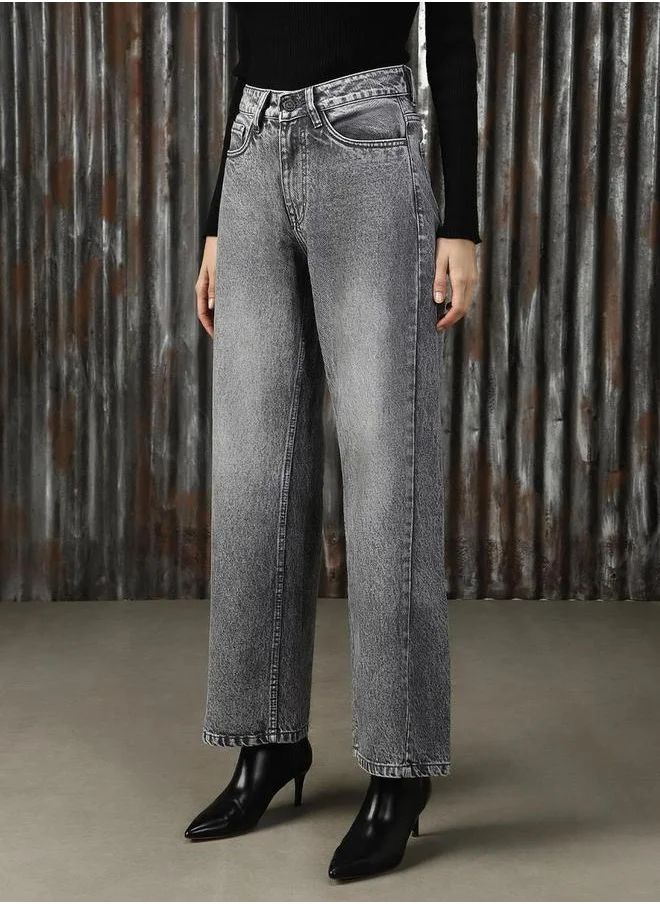 هاي ستار High Rise Faded Straight Fit Jeans