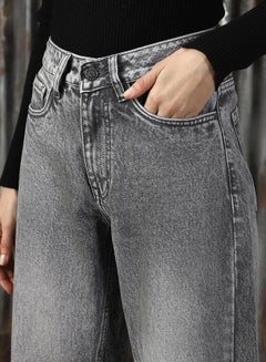 HIGH STAR High Rise Faded Straight Fit Jeans by Styli  - Image 4