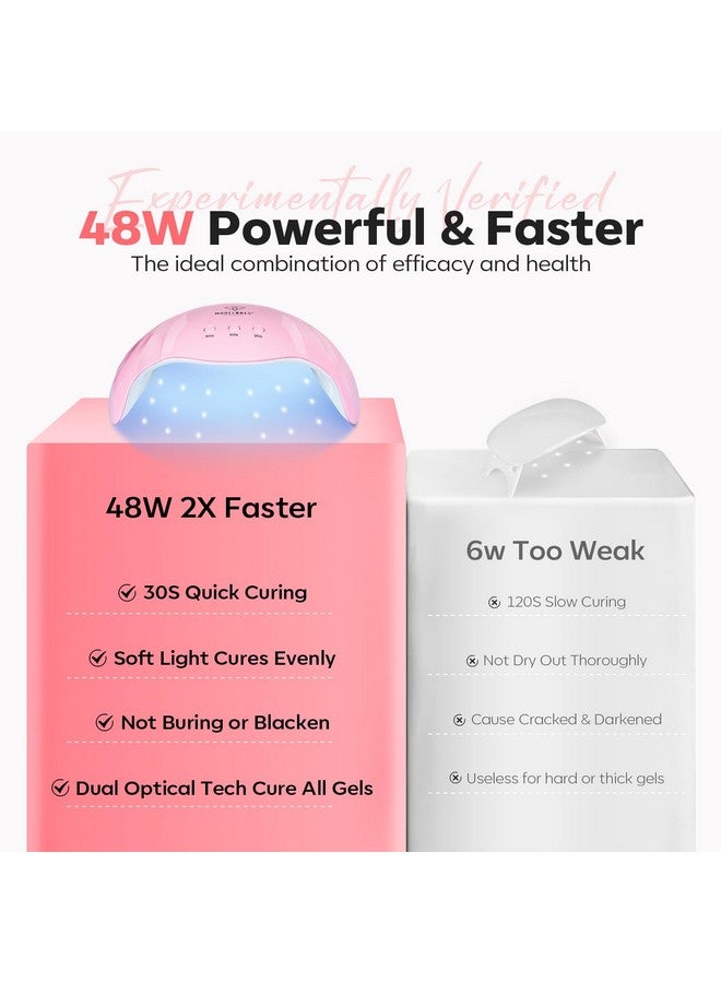 Modelones Poly Extension Gel Nail Kit, 6 Colors Pink Nude with 48W Nail Lamp Slip Solution 3D Bow Nail Charms Decoration Rhinestone Glitter Kit for Nail Manicure Beginner Starter Kit DIY at Home - Image 3